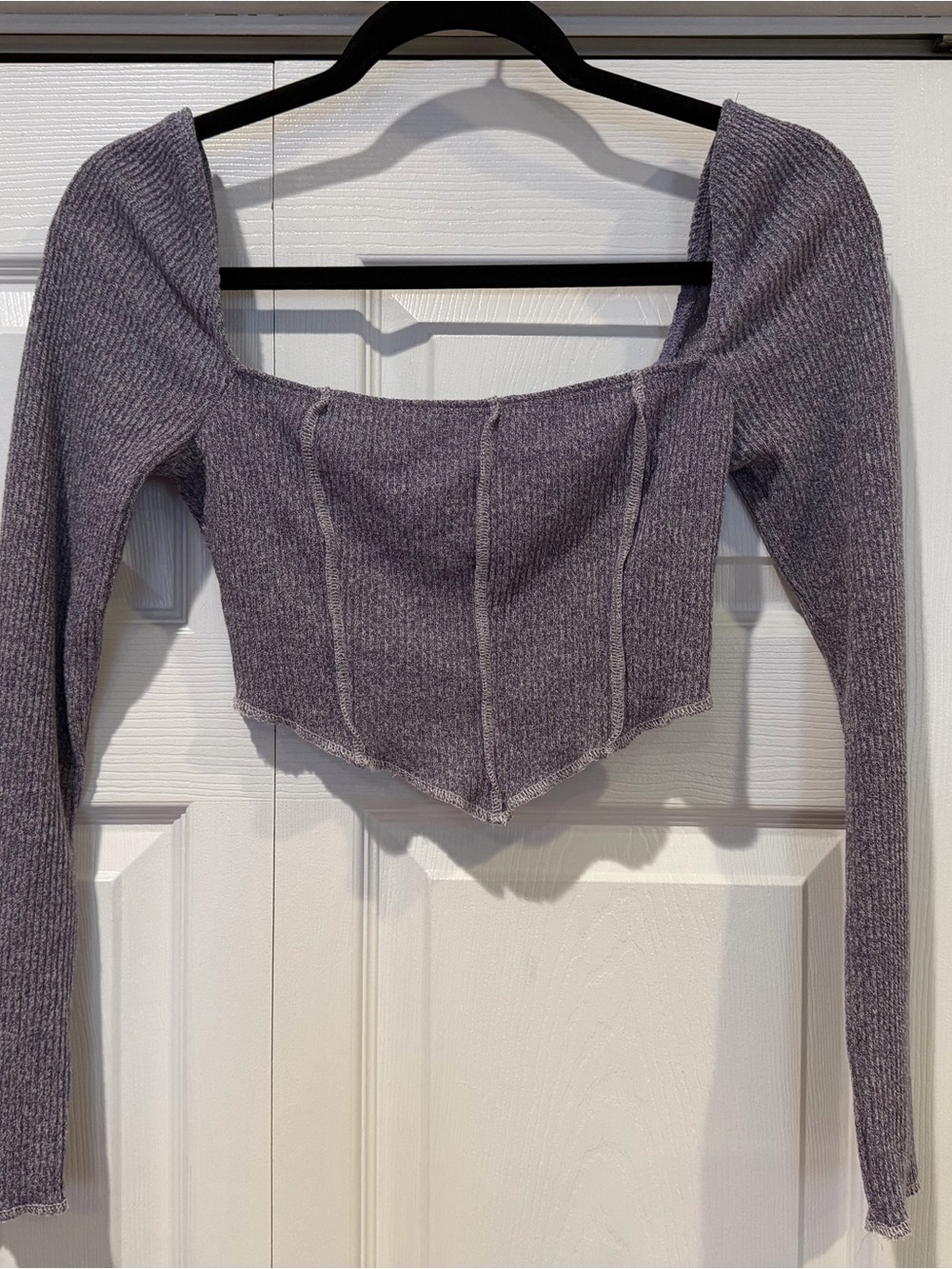 Blue Blush Lavender Ribbed Knit Crop Top